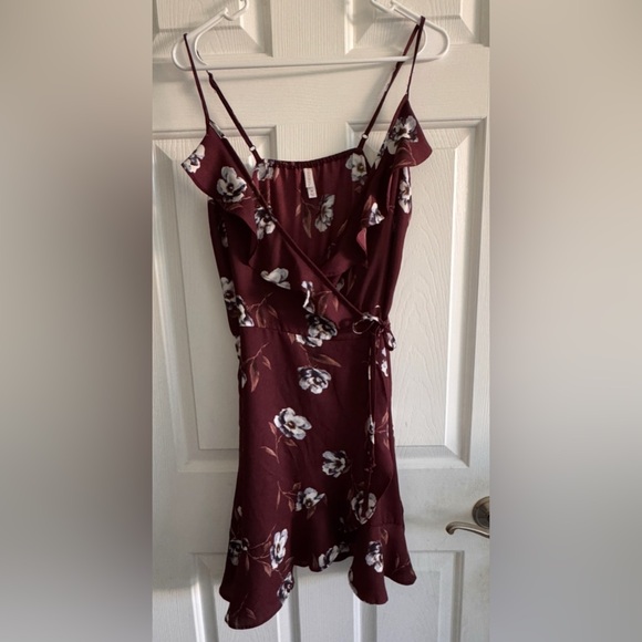 Xhilaration Burgundy Floral Midi Dress - Picture 2 of 5